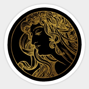 Art nouveau gold silhouette lady 4 Sticker